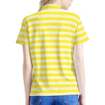 Yellow Striped Pattern Print Women's Polo Shirt