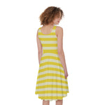 Yellow Striped Pattern Print Women's Sleeveless Dress