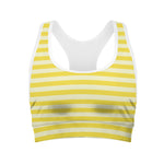 Yellow Striped Pattern Print Women's Sports Bra