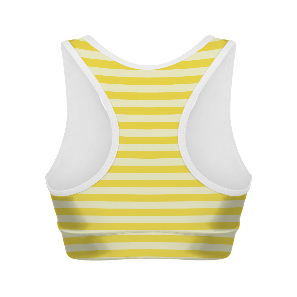 Yellow Striped Pattern Print Women's Sports Bra