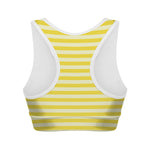Yellow Striped Pattern Print Women's Sports Bra