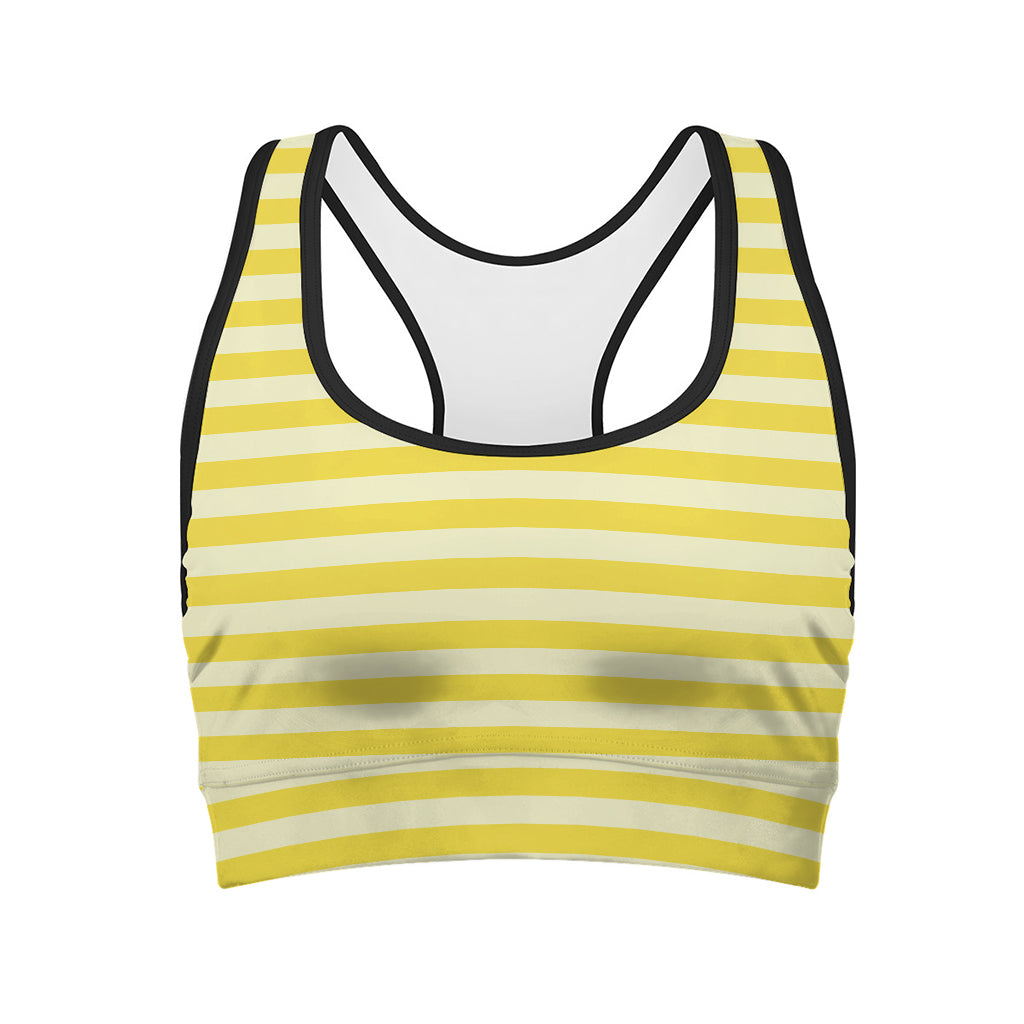 Yellow Striped Pattern Print Women's Sports Bra