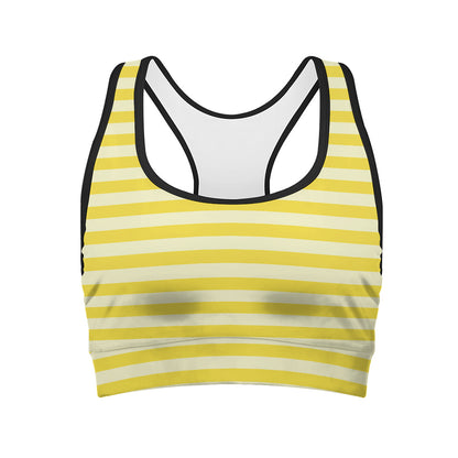 Yellow Striped Pattern Print Women's Sports Bra
