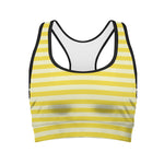 Yellow Striped Pattern Print Women's Sports Bra
