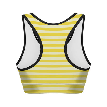 Yellow Striped Pattern Print Women's Sports Bra