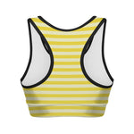Yellow Striped Pattern Print Women's Sports Bra