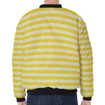 Yellow Striped Pattern Print Zip Sleeve Bomber Jacket