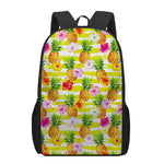 Yellow Striped Pineapple Pattern Print 17 Inch Backpack