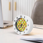 Yellow Striped Pineapple Pattern Print Alarm Clock