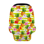Yellow Striped Pineapple Pattern Print Baby Seat Cover