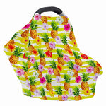 Yellow Striped Pineapple Pattern Print Baby Seat Cover