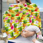 Yellow Striped Pineapple Pattern Print Baby Seat Cover