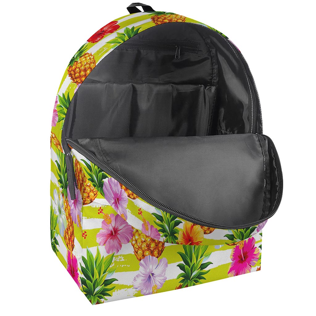 Yellow Striped Pineapple Pattern Print Backpack