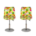 Yellow Striped Pineapple Pattern Print Bar Stool Covers