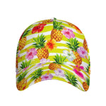 Yellow Striped Pineapple Pattern Print Baseball Cap