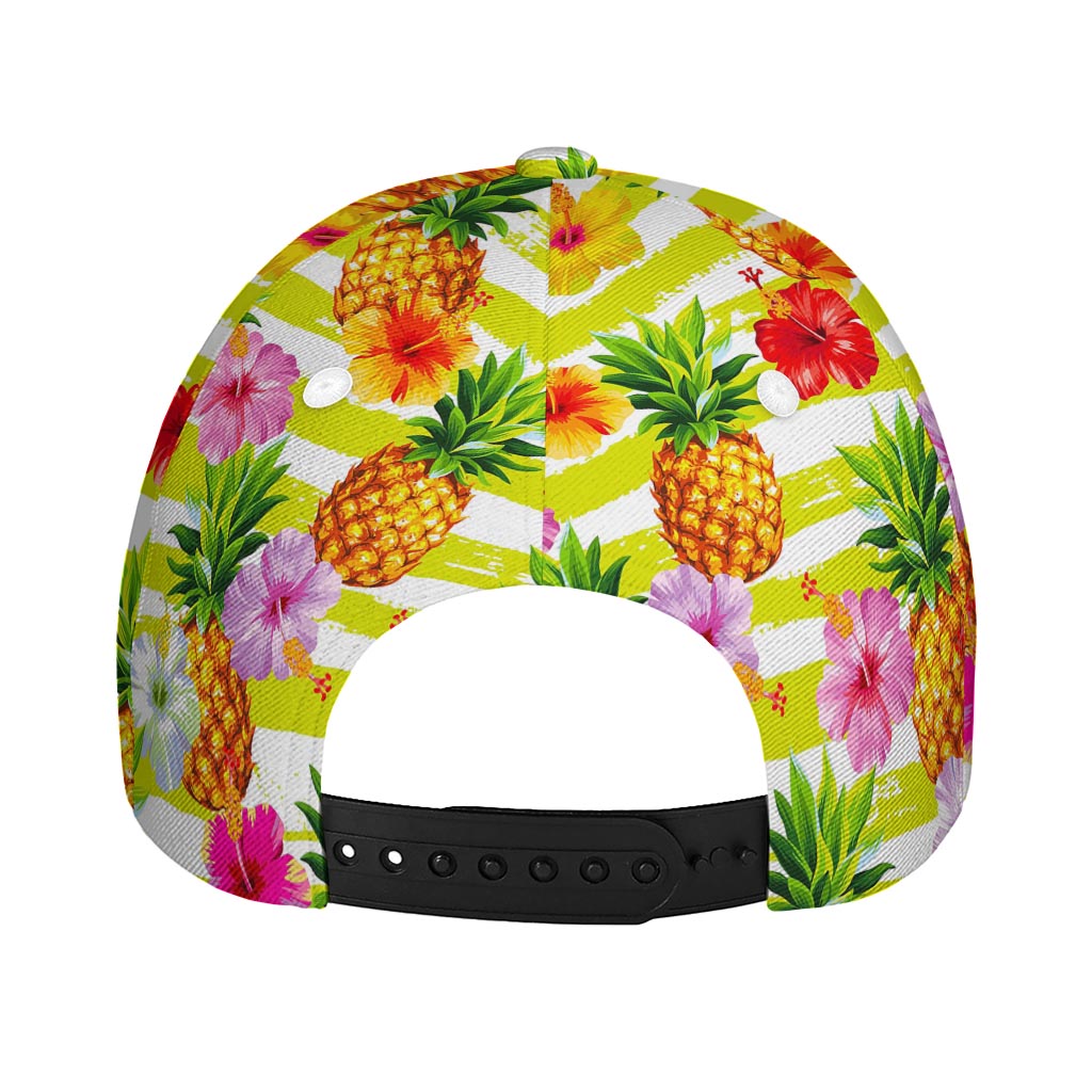 Yellow Striped Pineapple Pattern Print Baseball Cap