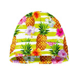 Yellow Striped Pineapple Pattern Print Beanie