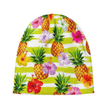 Yellow Striped Pineapple Pattern Print Beanie