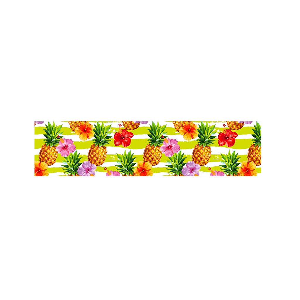 Yellow Striped Pineapple Pattern Print Bed Runner