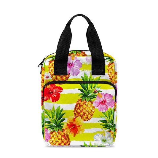 Yellow Striped Pineapple Pattern Print Bible Tote Bag