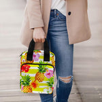 Yellow Striped Pineapple Pattern Print Bible Tote Bag