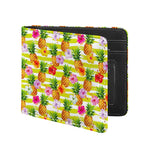 Yellow Striped Pineapple Pattern Print Bifold Wallet