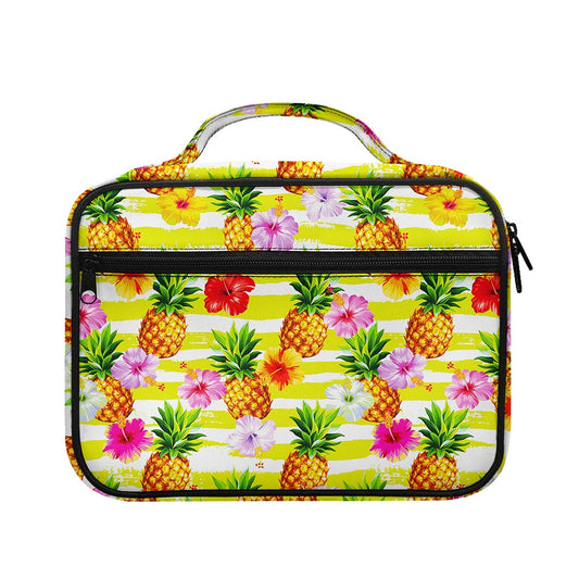 Yellow Striped Pineapple Pattern Print Briefcase Bible Bag