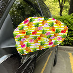 Yellow Striped Pineapple Pattern Print Car Side Mirror Covers