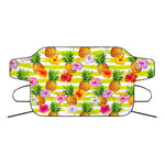 Yellow Striped Pineapple Pattern Print Car Windshield Snow Cover