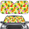 Yellow Striped Pineapple Pattern Print Car Windshield Sun Shade