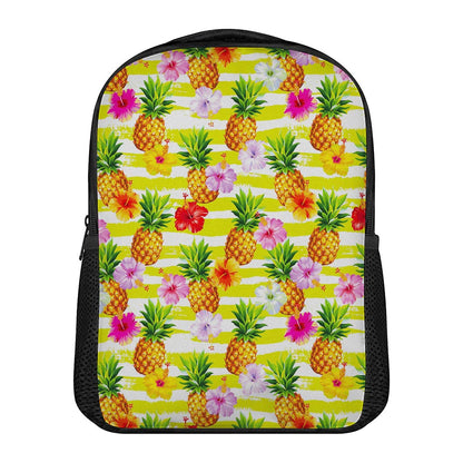 Yellow Striped Pineapple Pattern Print Casual Backpack