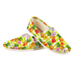 Yellow Striped Pineapple Pattern Print Casual Shoes