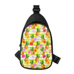 Yellow Striped Pineapple Pattern Print Chest Bag