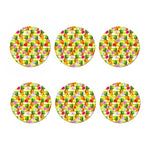 Yellow Striped Pineapple Pattern Print Coaster Set