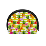 Yellow Striped Pineapple Pattern Print Coin Purse