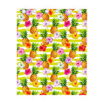 Yellow Striped Pineapple Pattern Print Curtain