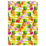 Yellow Striped Pineapple Pattern Print Curtain