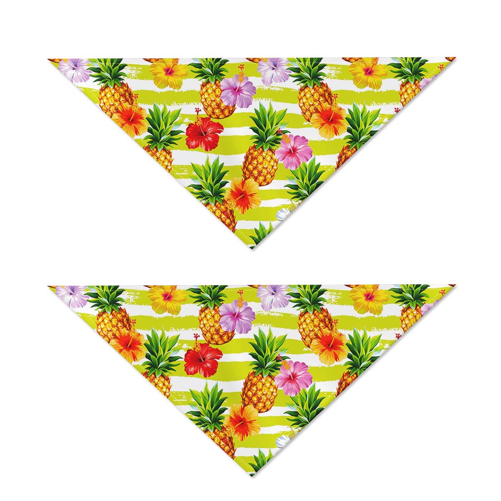 Yellow Striped Pineapple Pattern Print Dog Bandana