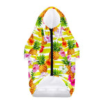 Yellow Striped Pineapple Pattern Print Dog Zip Up Hoodie