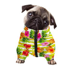 Yellow Striped Pineapple Pattern Print Dog Zip Up Jacket