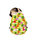 Yellow Striped Pineapple Pattern Print Dog Zip Up Jacket