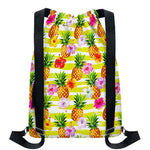 Yellow Striped Pineapple Pattern Print Drawstring Backpack