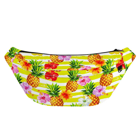 Yellow Striped Pineapple Pattern Print Fanny Pack