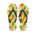 Yellow Striped Pineapple Pattern Print Flip Flops
