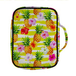 Yellow Striped Pineapple Pattern Print Front Pocket Bible Bag