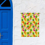 Yellow Striped Pineapple Pattern Print Garden Flag