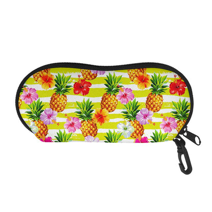 Yellow Striped Pineapple Pattern Print Glasses Case