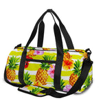 Yellow Striped Pineapple Pattern Print Gym Bag