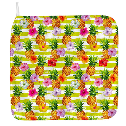 Yellow Striped Pineapple Pattern Print Hand Towel