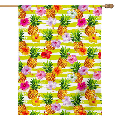 Yellow Striped Pineapple Pattern Print House Flag